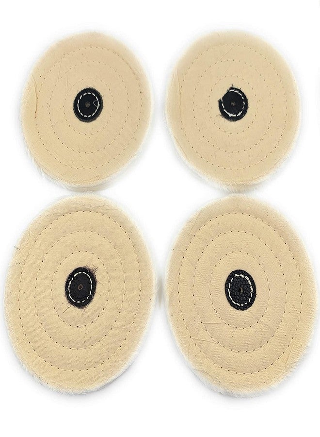 Fozti Polishing White Muslin Cloth Buff 4" x50 Folds 2pcs Stitched Buffing Wheel with Leather Hub to Polish & Buff Gold, Silver & Other Metals for Jewellery, Watchmaking (2) - Image 1